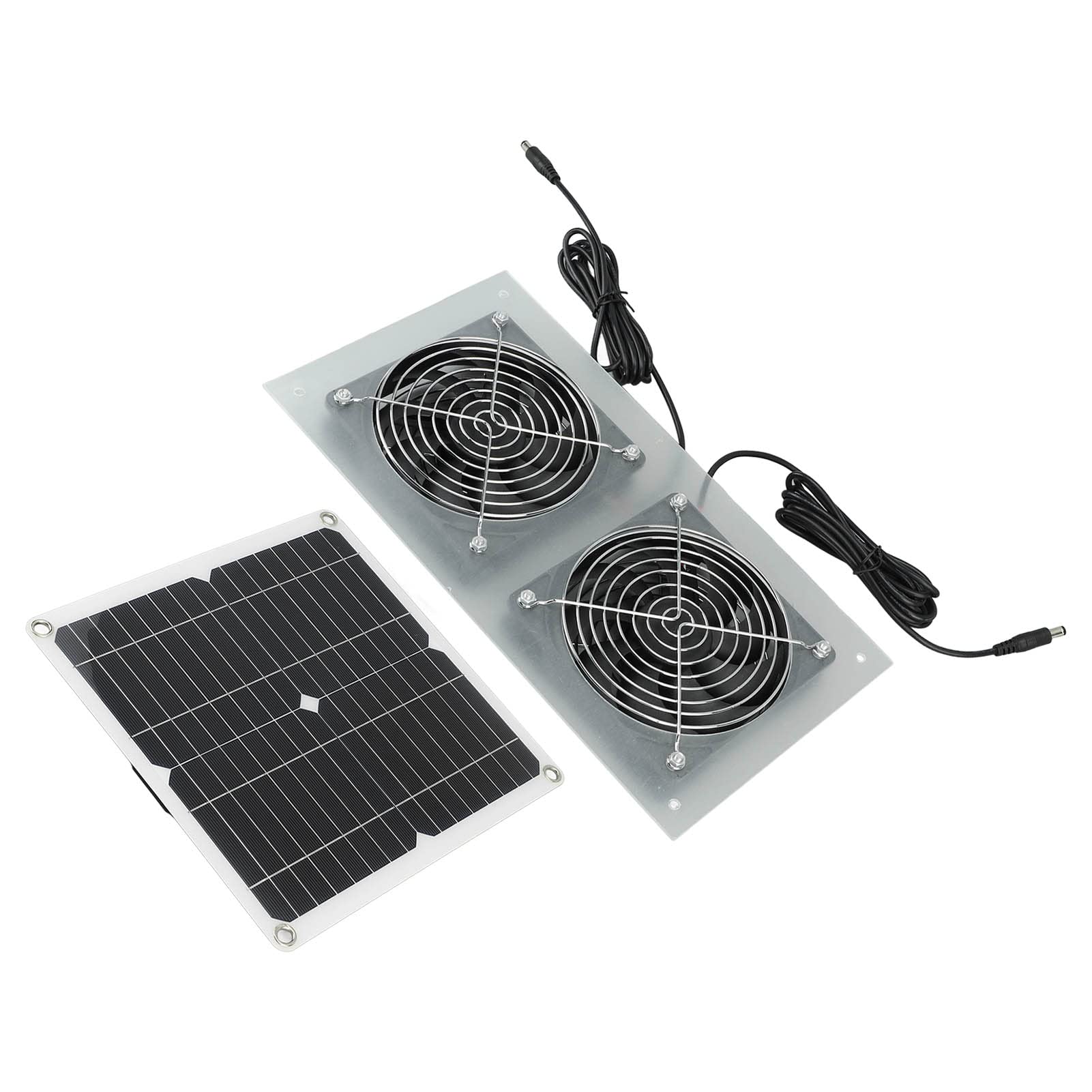 Ventilador con Panel Solar de 15W, Kits de ventiladores duales con energía Solar eficiente para gallineros, invernaderos, cobertizo, casas para mascotas, ventana