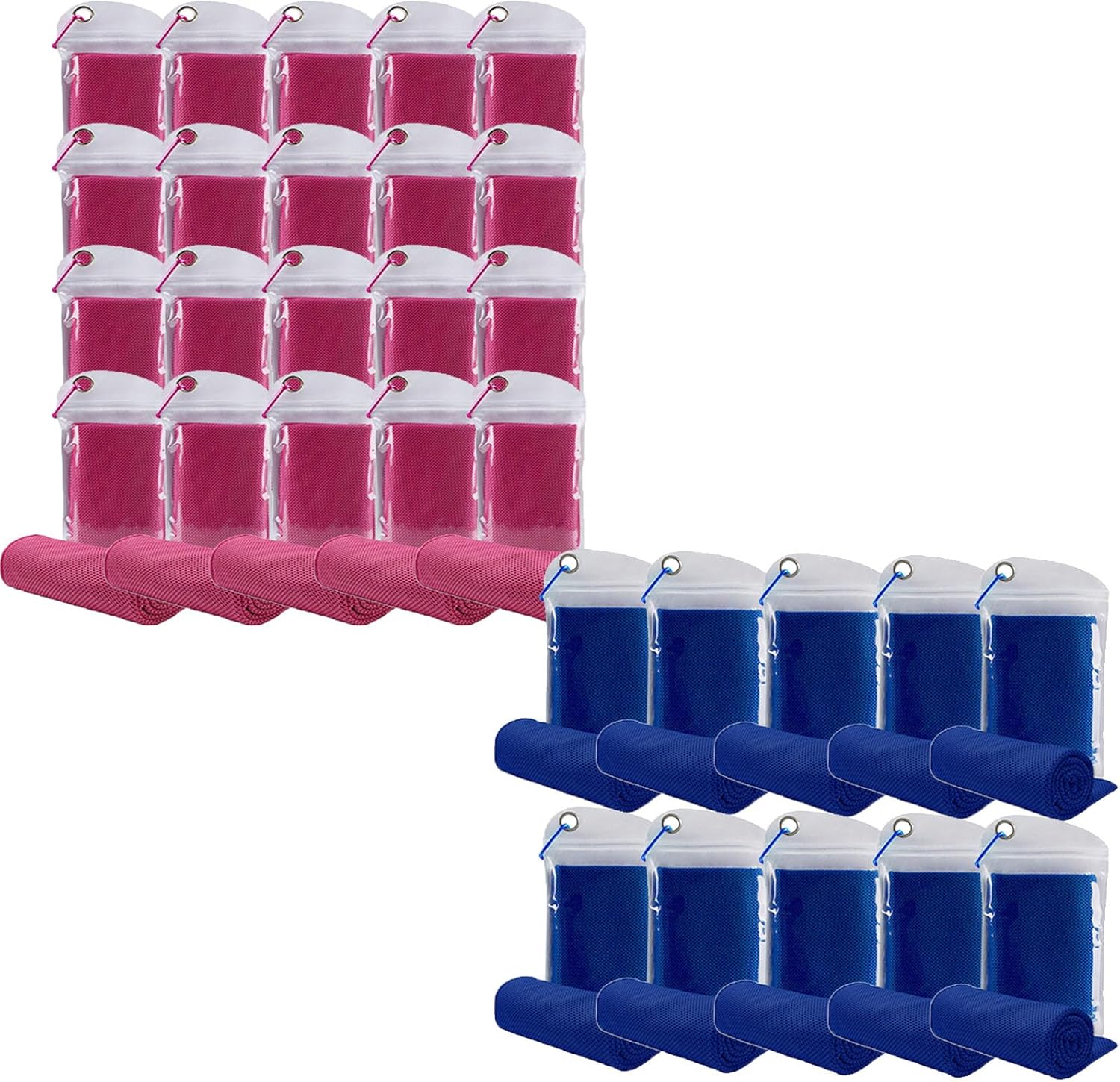 Pack of 30 Cooling Towel 40x12'' Ice Towel for Neck and Face Microfiber Chilly with Bag Breathable Yoga Gym Stay Cool Towels Sweat Rag for Workout Running Camping Pilates Beach, Rose and Dark