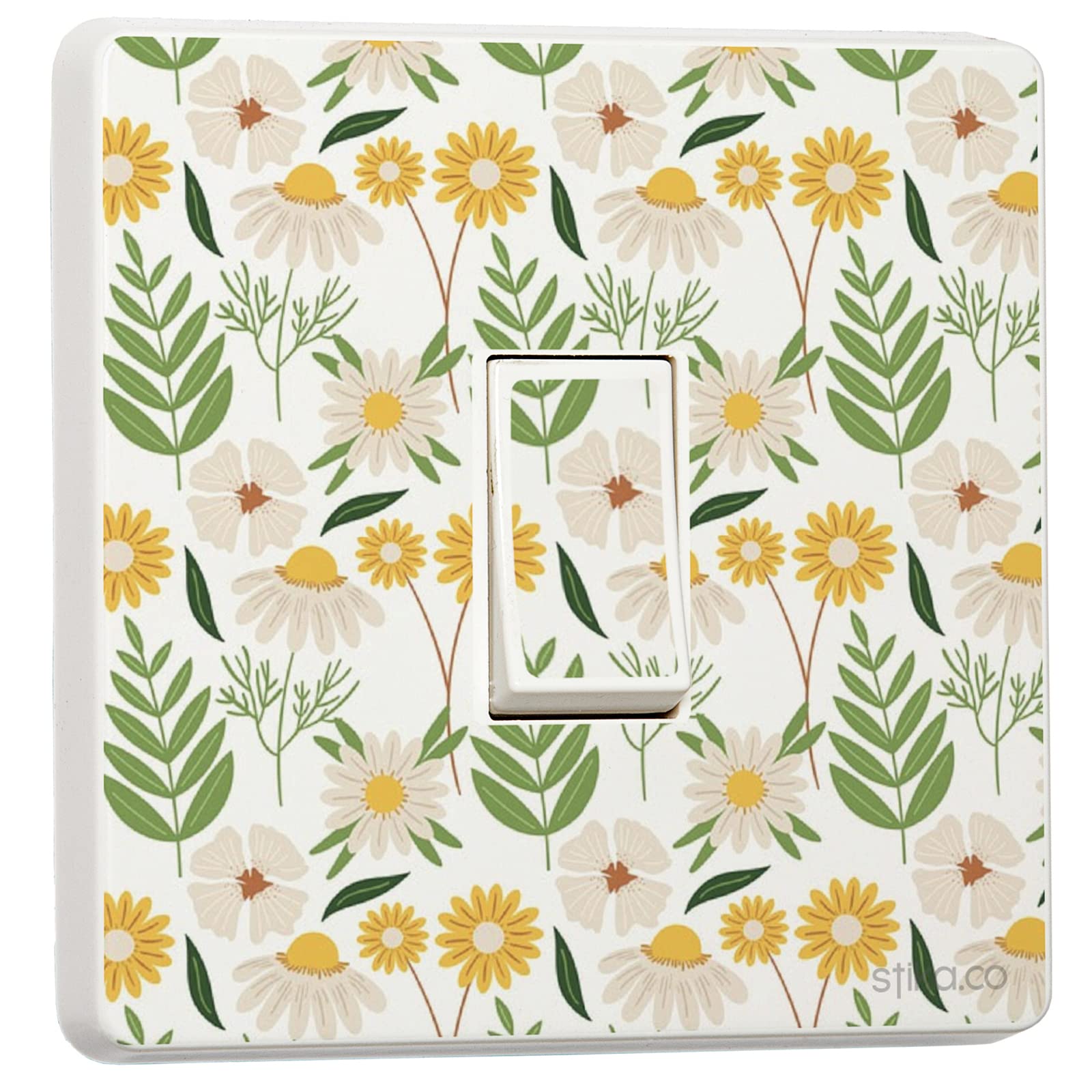 Stika.co Light Pack Of 2 Daisy Pattern Design - Single Switch Cover Sticker - Self-Adhesive Vinyl Room Decor - Home Decor Improvements