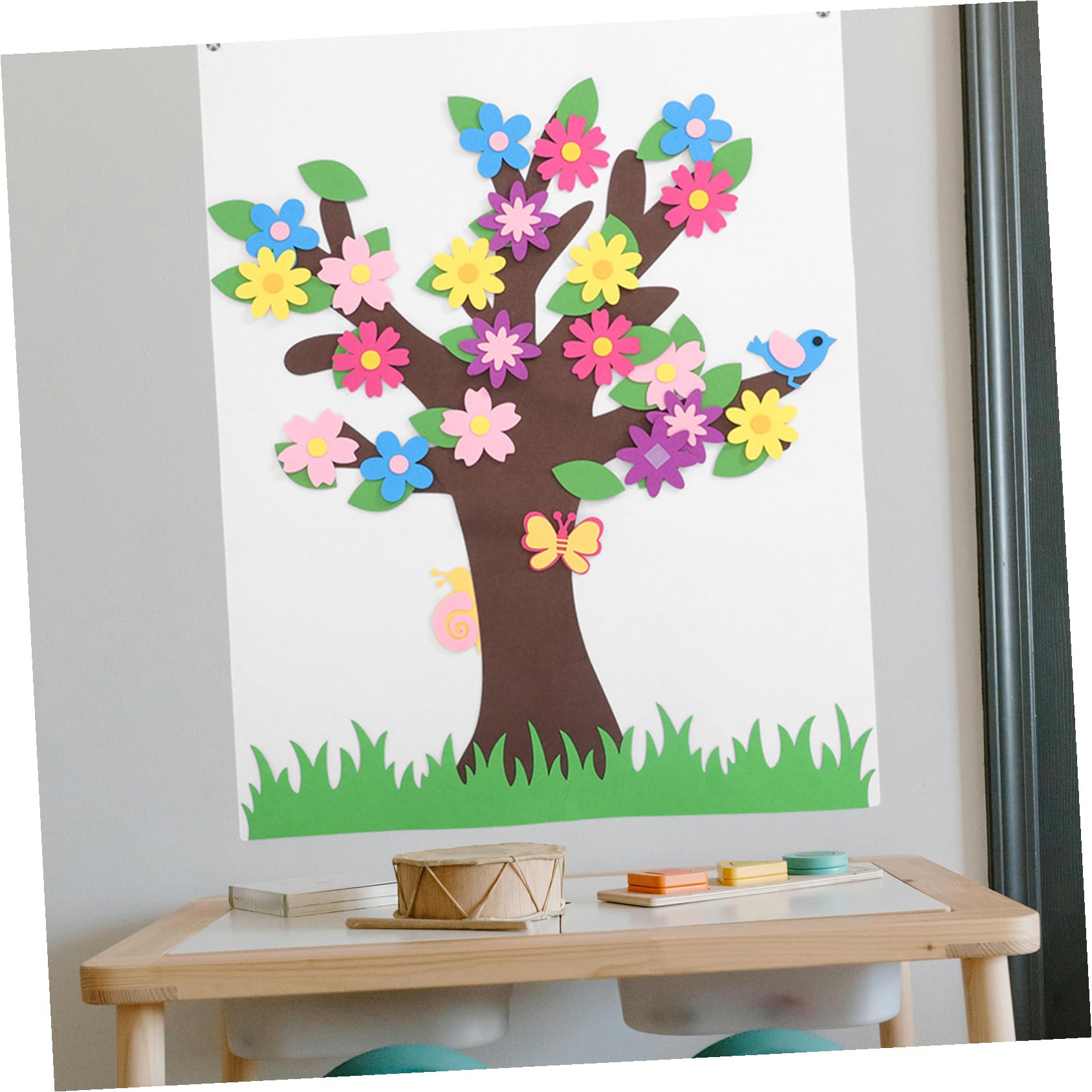 Hemobllo Set Pannolenci per Bambini Albero e Fiore, Lavagna DIY per attività Educative Senza Schermo, Decorazione Murale per Scuola Materna e Cameretta