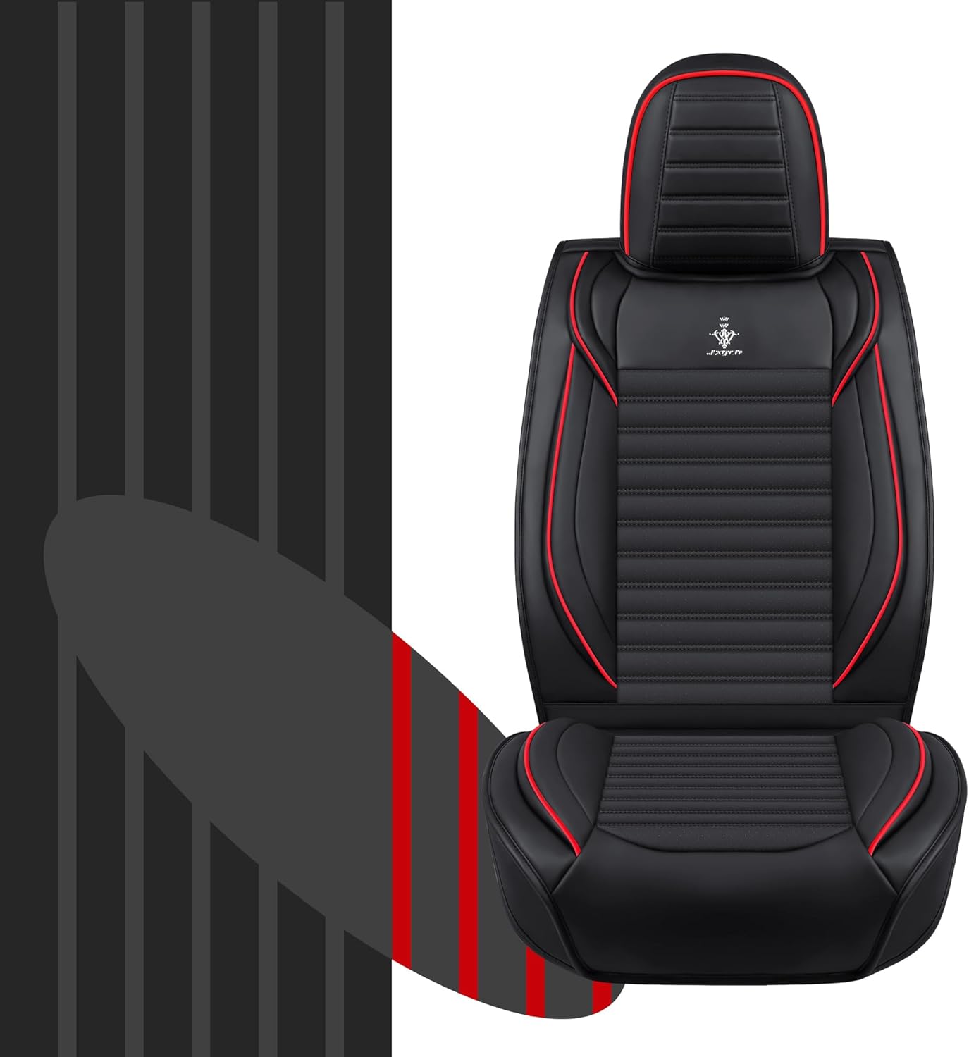 Car Seat Cover for Acura TL 2004-2014 Full Coverage Nappa Leather Car Seat Protector, Fashion Anti-Slip Waterproof Breathable Easy to Install, Auto Interior Accessories(Front Seat,Black&Red)
