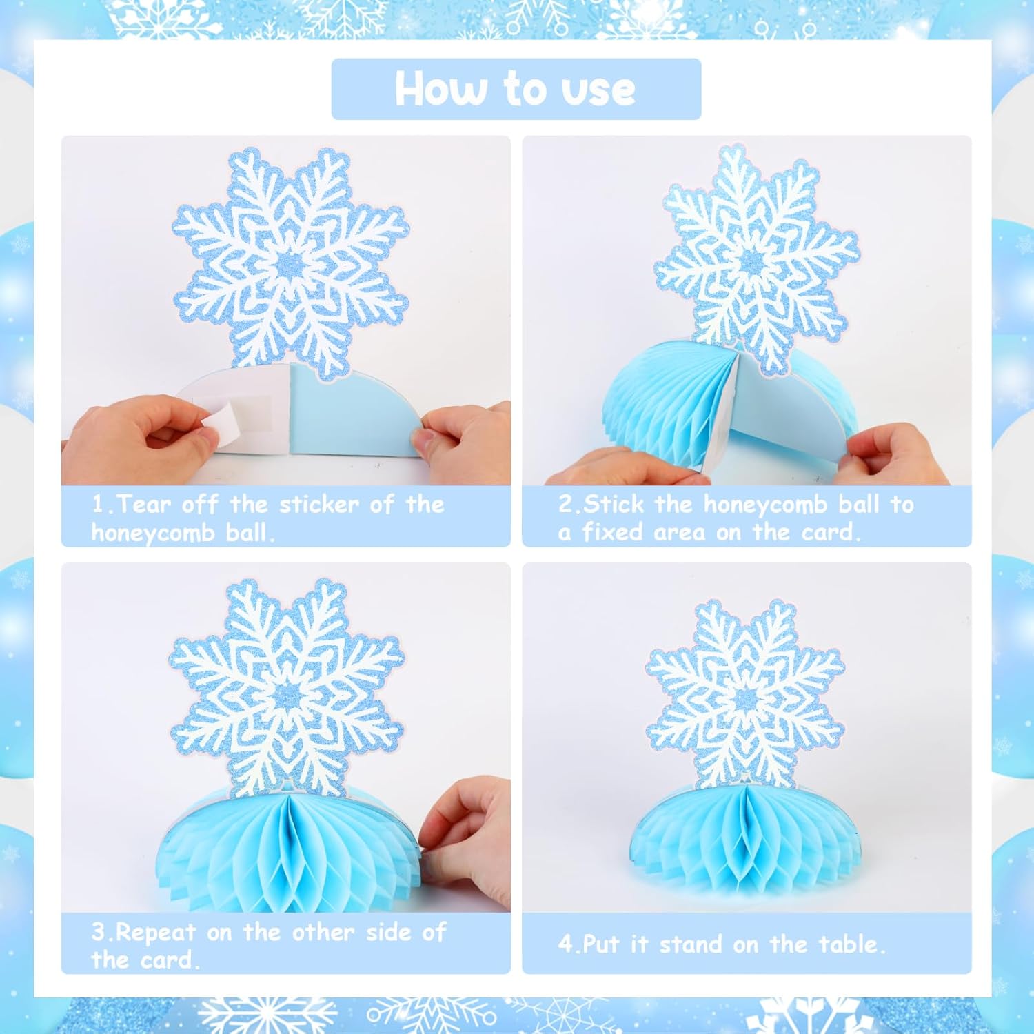 8 Pack Baby It’s Cold Outside Honeycomb Centerpieces Baby Shower Decorations for Boy, Winter Blue White Little Snowflake It’s A Boy Table Toppers Decors Gender Reveal Party Supplies