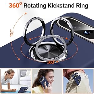 JAME for Google Pixel 9 Pro XL Case, Slim Fit Phone Cover with Metal Ring Holder Kickstand Stand, Dual Layer Military Grade Shockproof Protective Phone Case for Google 9 Pro XL 6.8", Blue