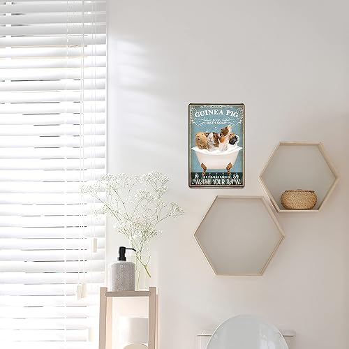 Miniatura 3 de Cartel decorativo divertido de conejillo de indias para decoración de pared de baño, decoración de bañera, accesorios para amantes de los conejillos