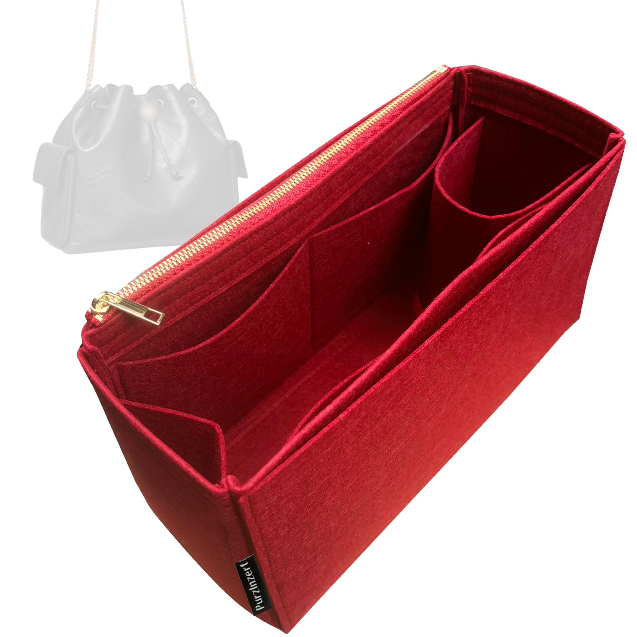 Premium Felt Insert for Tory Burch Charlie Drawstring Bag (Red, Regular), Lightweight Org…