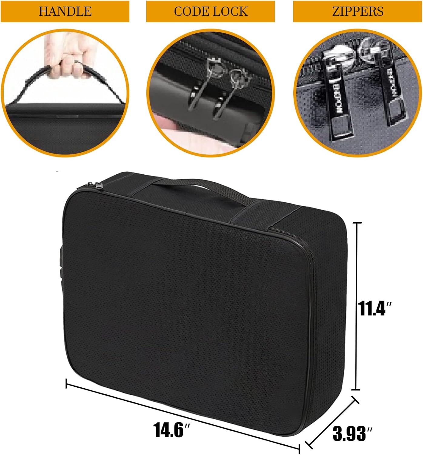Fireproof Document Box,Important Document Organizer with Lock,Lockable Sentry Safe Bag Waterproof,Money Safe for Cash for Home,Travel, 14.6”x 11.4”x 3.9”