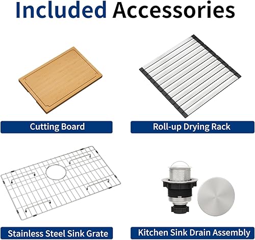 Miniatura 59 de LQS Fregadero de cocina negro de 33 x 22 pulgadas, fregadero de cocina desplegable de 33 x 22 pulgadas, fregadero de acero inoxidable calibre 16