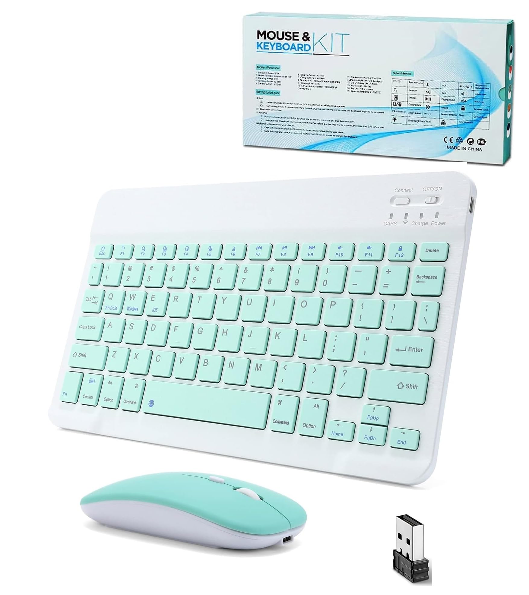 FKU 10 Inch Wireless BT Keyboard Mouse Combo, Three Speed Adjustable DPI Ultra Thin and Ultra Quiet Mouse, USB Charging Keyboard with Scissor Foot Structure for PC Laptop Computer (GREEN) (B0CXYYRX3J) Amazon Price History, Amazon Price Tracker