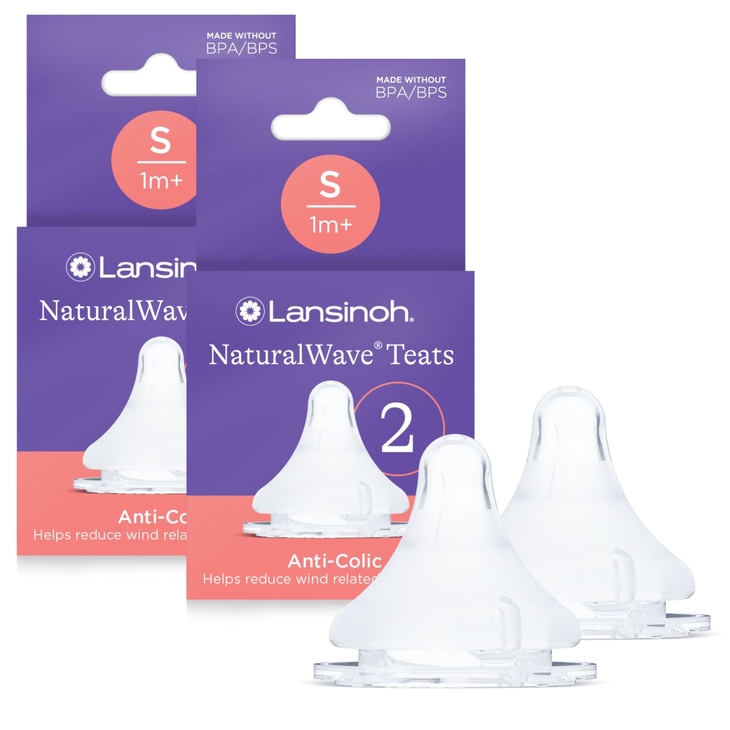 Lansinoh NaturalWave Baby Bottle Teats - Fast Flow - Anti-Colic Air Vent - BPA & BPS-Free - Clinically Proven to Reduce Nipple Confusion - Compatible with Lansinoh Bottles - 2 Pack — view 14