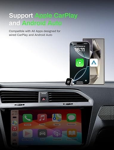 Miniatura 7 de Adaptador CarPlay inalámbrico 2 en 1 compatible con Apple CarPlay y Android Auto, mini Bluetooth USB A y USB C Dongle Convertir con cable a