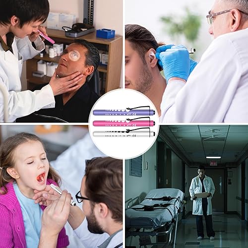 Miniatura 6 de RISEMART Paquete de 3 luces para bolígrafos para enfermeras, luz médica reutilizable con medidor de pupila y regla, luz blanca LED para enfermeras,