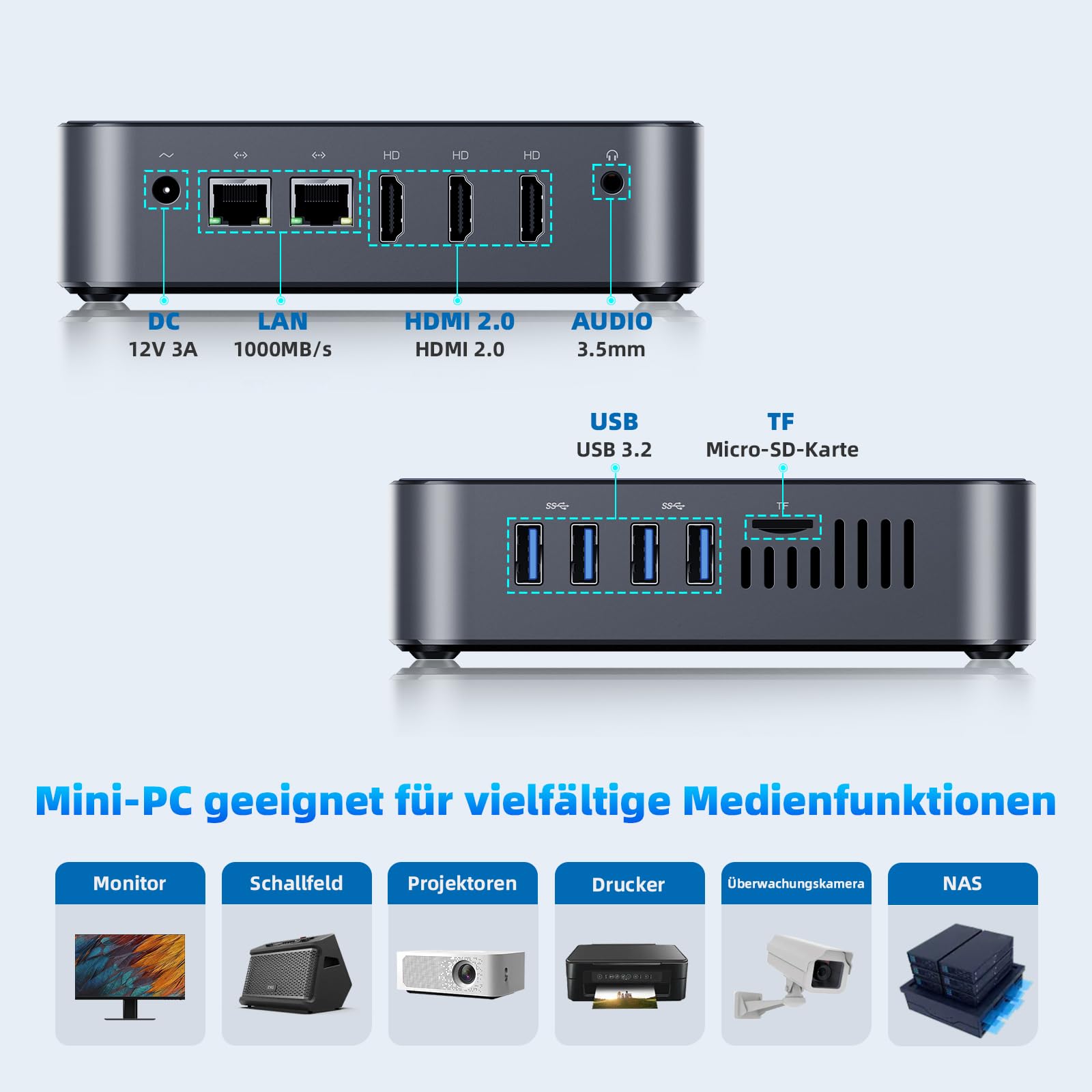DreamQuest Mini PC Windows 11 Pro preinstallato Intel 12.Gen N95(fino a 3,4 GHz) 16 GB DDR4 RAM 512 GB M.2 SSD Micro Desktop computer,4K HDMI/USB 3.2/Gigabit Ethernet/WiFi 5/per Business Home Cinema