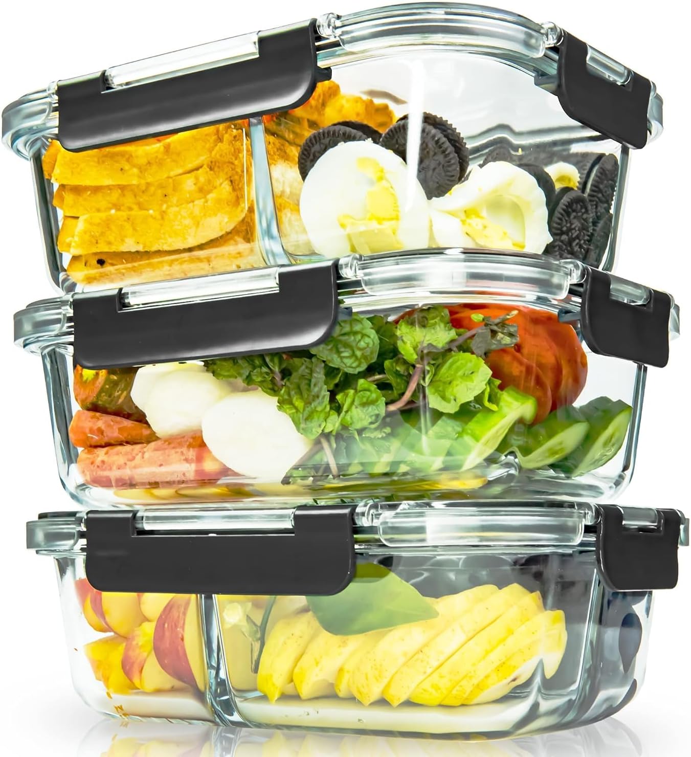 White Rivere™ Meal Prep Airtight Food Storage Glass Container Set with