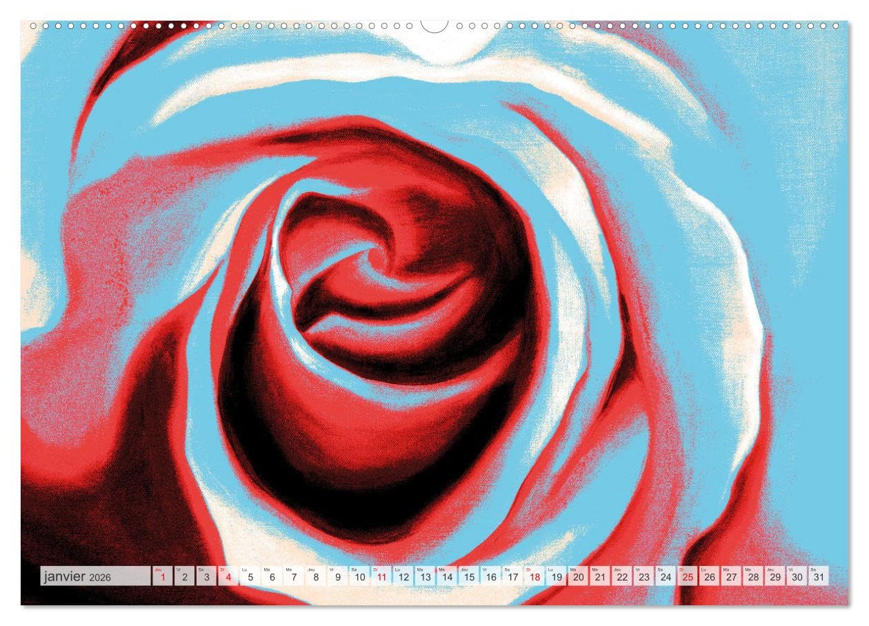 Roses peintes (Calendrier mural 2026 DIN A2 horizontal), CALVENDO calendrier mensuel: Pétales de roses abstraites peintes selon la technique acrylique au pinceau