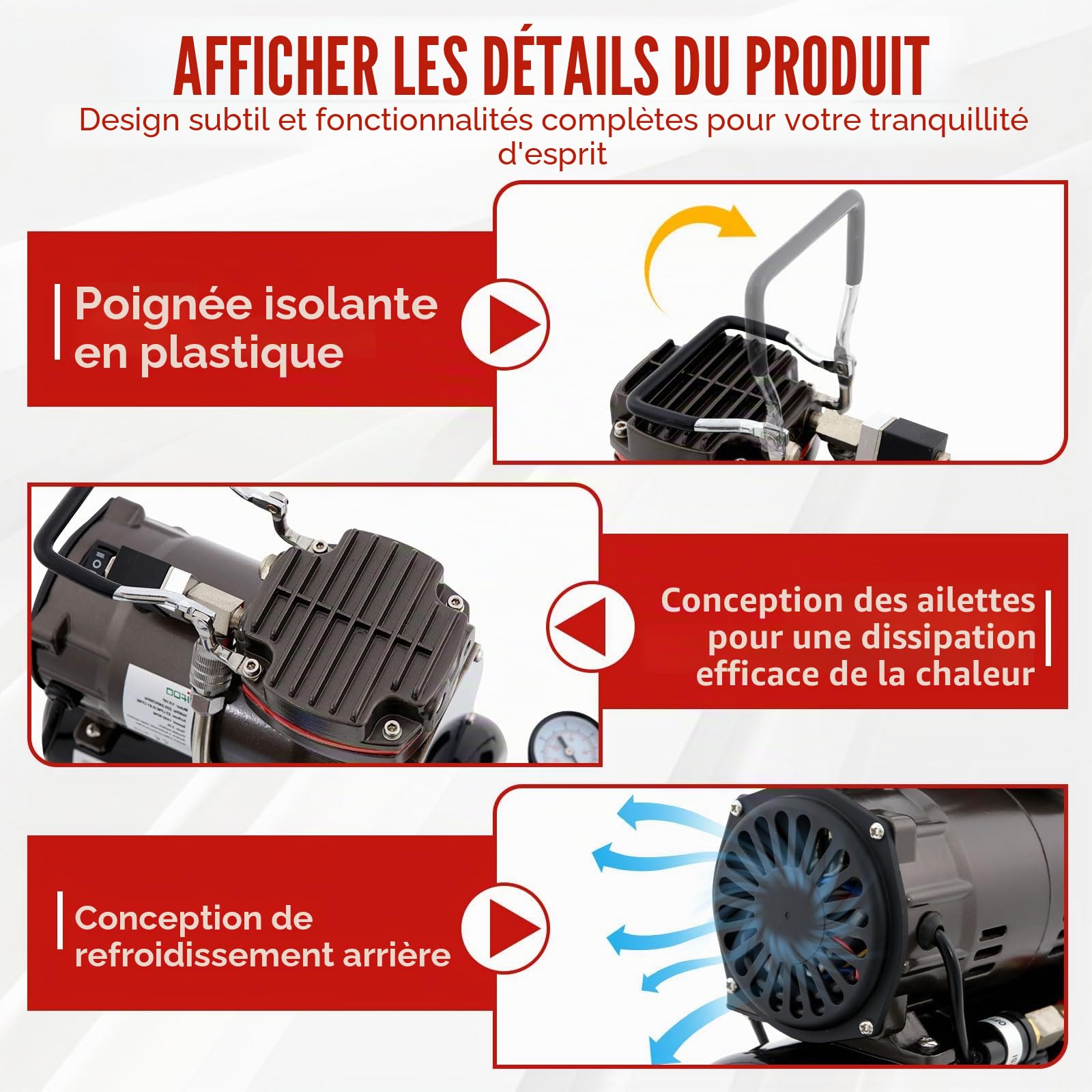 Kit Aérographe avec Compresseur, Professionnel Aérographe Kit et Aerographe Double Action pour Passe-temps, Graphique, clou