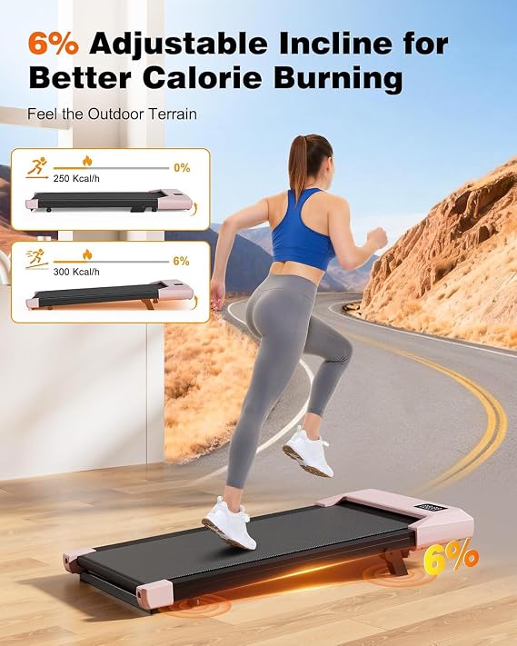Superun Raceable 6% Incline Walking Pad, 6/12km/h Foldable Treadmill