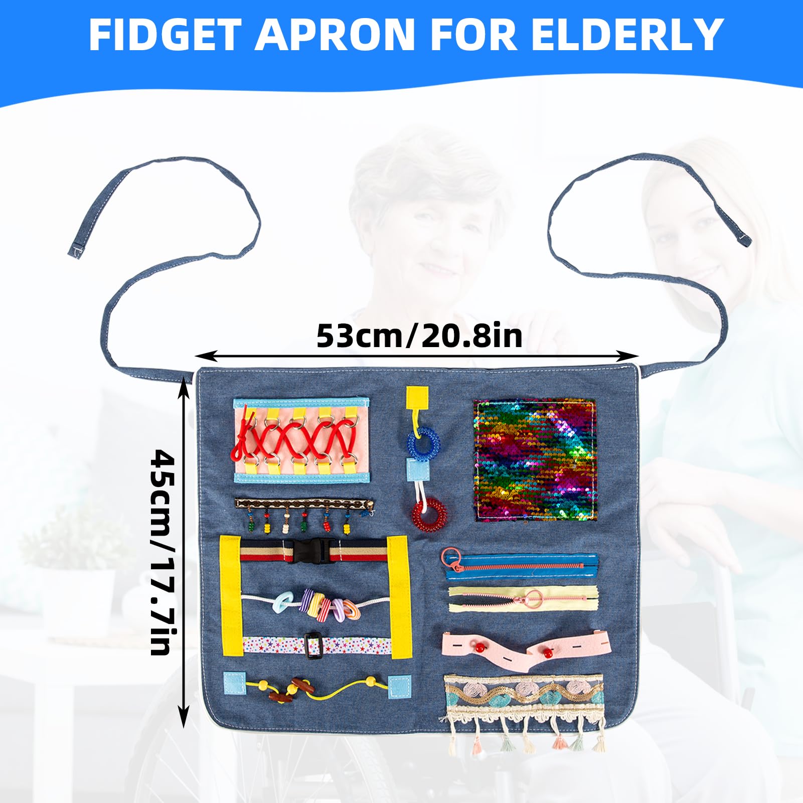 Delantal antiestrés para ancianos, manta antiestrés para adultos con demencia, productos de demencia para ancianos, regalo y actividades para personas mayores con Alzheimer o demencia, juguetes