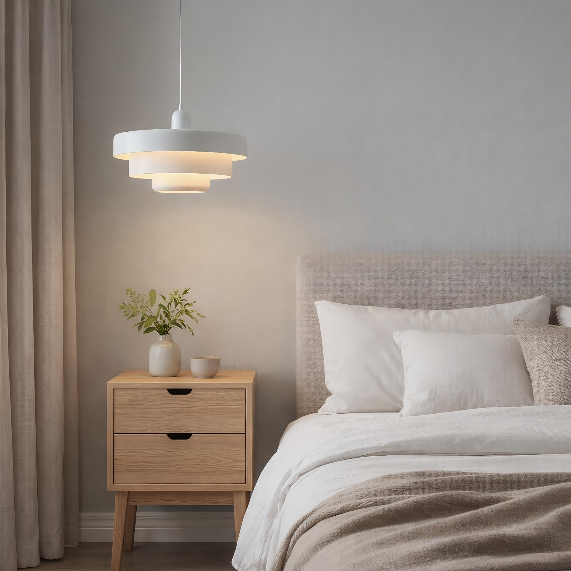 BARCELONA LED Lámpara Colgante MACARRON Blanco 3 Niveles Metal Hierro Estilo Bauhaus E27