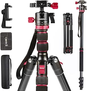 2023 New Ball Head Camera Tripod, 68” Aluminum Travel Tripod for Camera, DSLR Camema Tripod, Compact Professional Camera Tripod & Monopod with Cellphone Mount, 1/4 QR Plate, Carry Bag