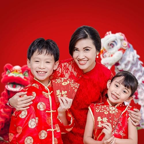 Miniatura 7 de 36 sobres rojos con diseño de conejo, año de la suerte, con elementos chinos, paquete rojo para Año Nuevo, Hong Bao, 6 estilos, 6.6 x 3.5 pulgadas,