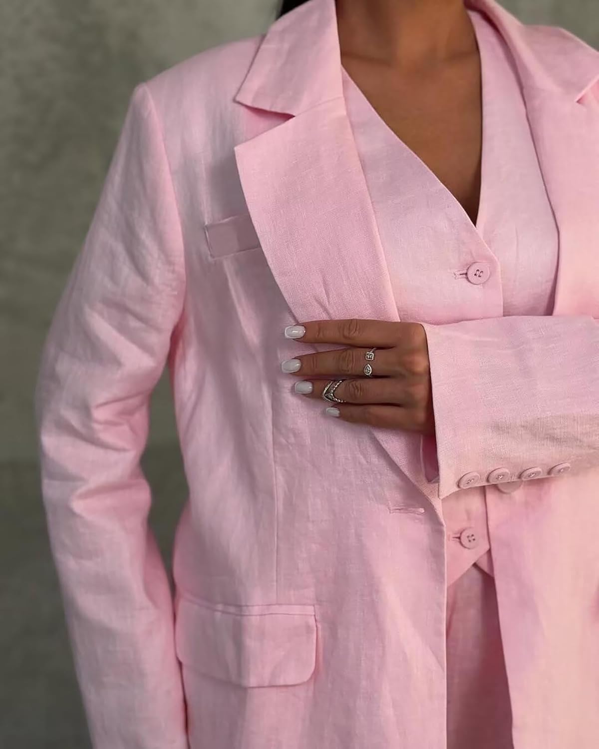 Women's 3 Pieces Blazer Vest Pants Dressy Casual Pant Suit for Wedding Guest Business Casual Prom Tuxedo Set