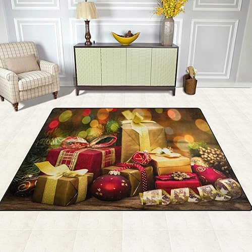 Miniatura 3 de ALAZA Merry on The - Alfombra de madera con texto en inglés Happy New Year para sala de estar, dormitorio, 7 x 5 pies