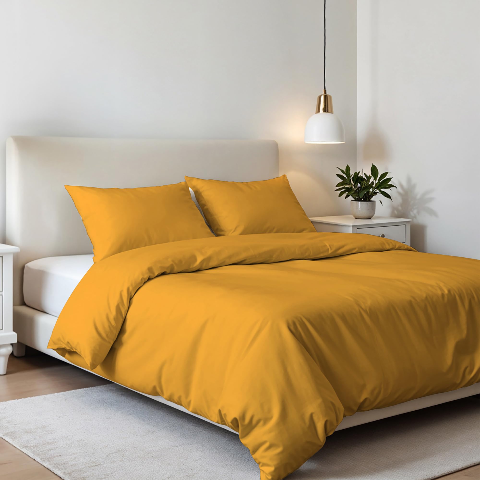 Elegant Microfibre Double Duvet Cover Set, Made in Italy – Duvet Cover Set – Duvet Cover 250 x 200 cm with Flap and Pillow Cases, Yellow, Double