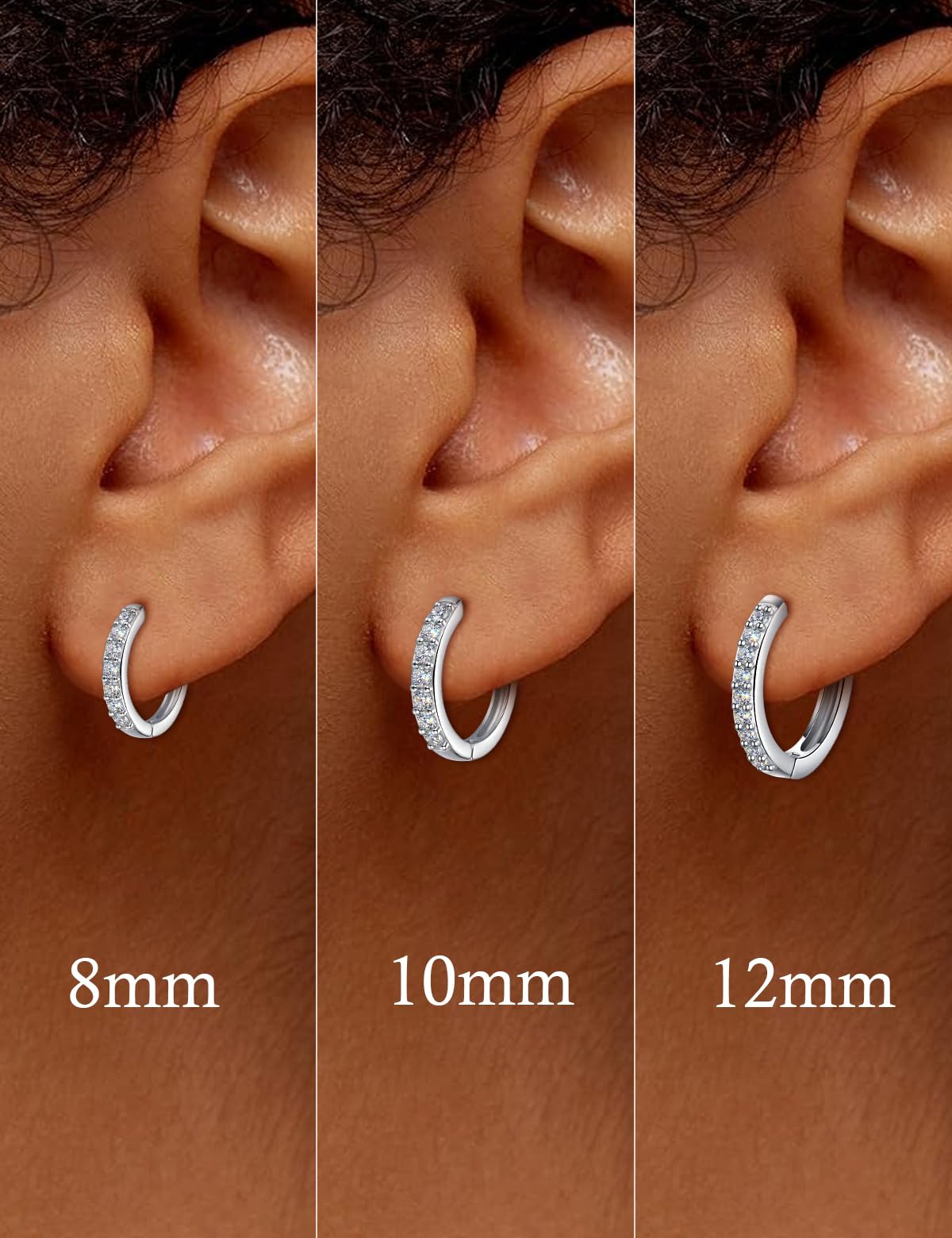 Orecchini a cerchio in moissanite da donna, orecchini a cerchio in argento Sterling 925, ipoallergenici a taglio rotondo brillante, gioielli in moissanite