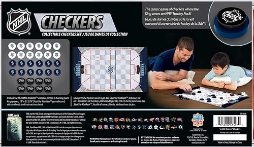 Miniatura 3 de MasterPieces Juego familiar - NHL Seattle Kraken Checkers - Juego de mesa con licencia oficial para niños y adultos
