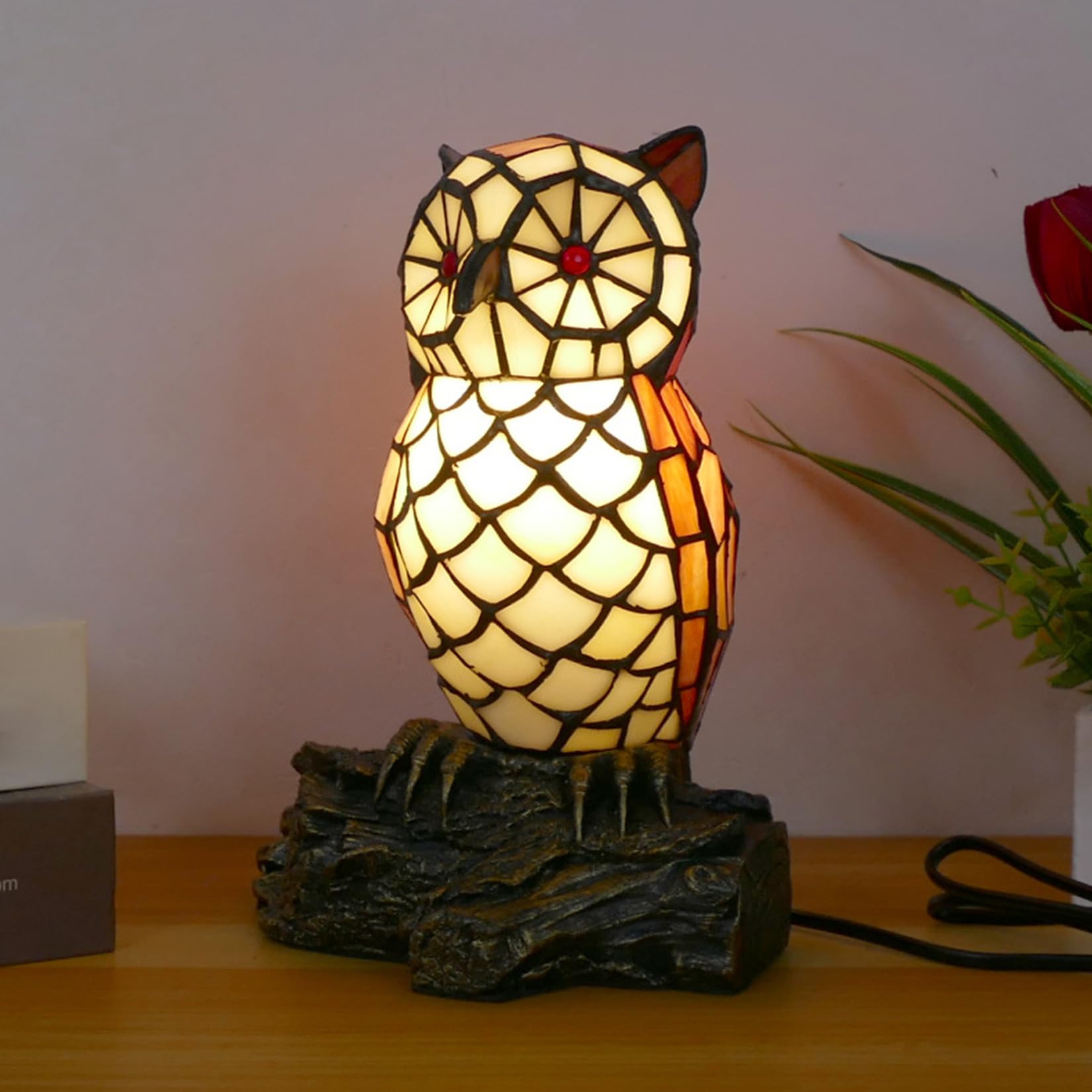 Lampe Chauve-Souris Mignonne en Verre Tiffany, Lampe de Table en Forme d'animal, Veilleuse, Lampe d'Accent de 10 Pouces pour Maison, Chambre d'enfant, Bureau, Décoration, Cadeau