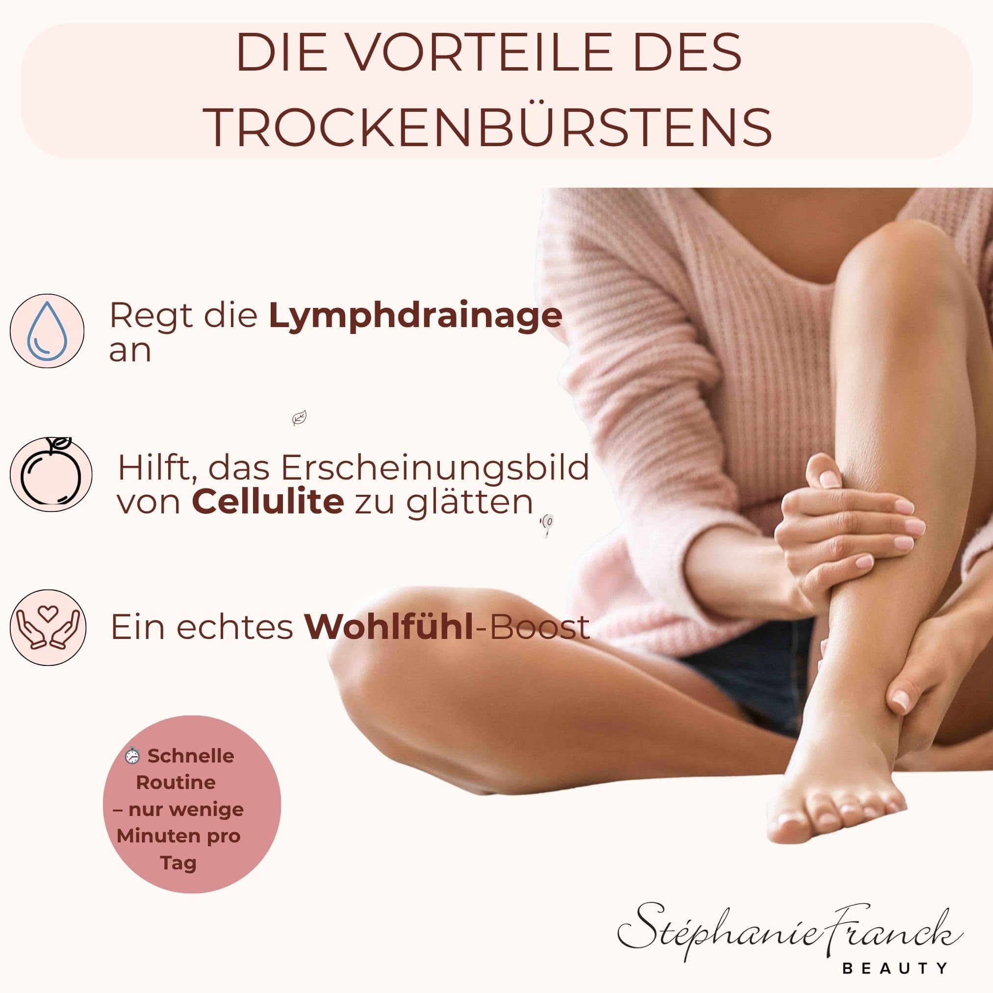 Stephanie Franck Trockenbürste Körper weich – Soft Body Brush mit Naturborsten & FSC-Buchenholz, für Lymphdrainage, Peeling & Massage, ideal bei sensibler Haut, Made in Germany