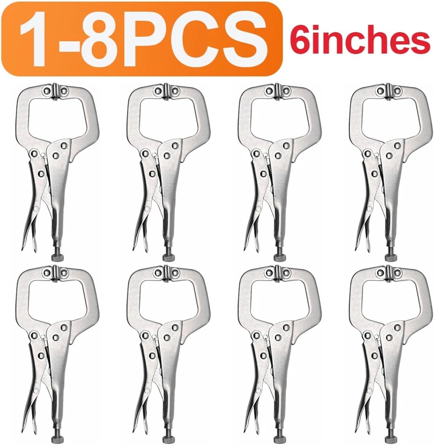 1-5Pcs Carbon Steel Woodworking Welding Fixing C-Shaped Clamps Clip Multifunctional Flat Locking Grip Pliers Carpentry Hand Tool(8PCS)