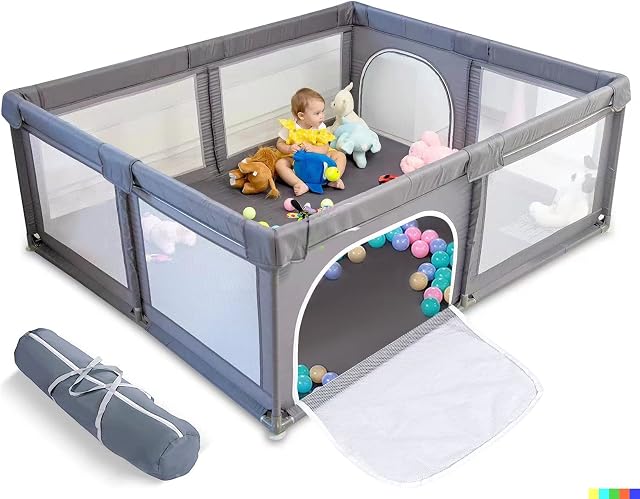 Baby Playpen, Extra Large Playpen for Babies(180cm x 150cm), Kids Safe Play Center for Babies and Toddlers Gives Mommy a Break