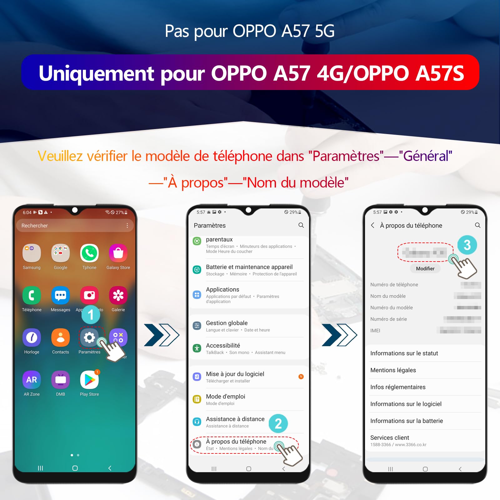 Écran Complet Tactile + LCD Pour Oppo A57 5G - Noir - Inclus Outils Et Colle