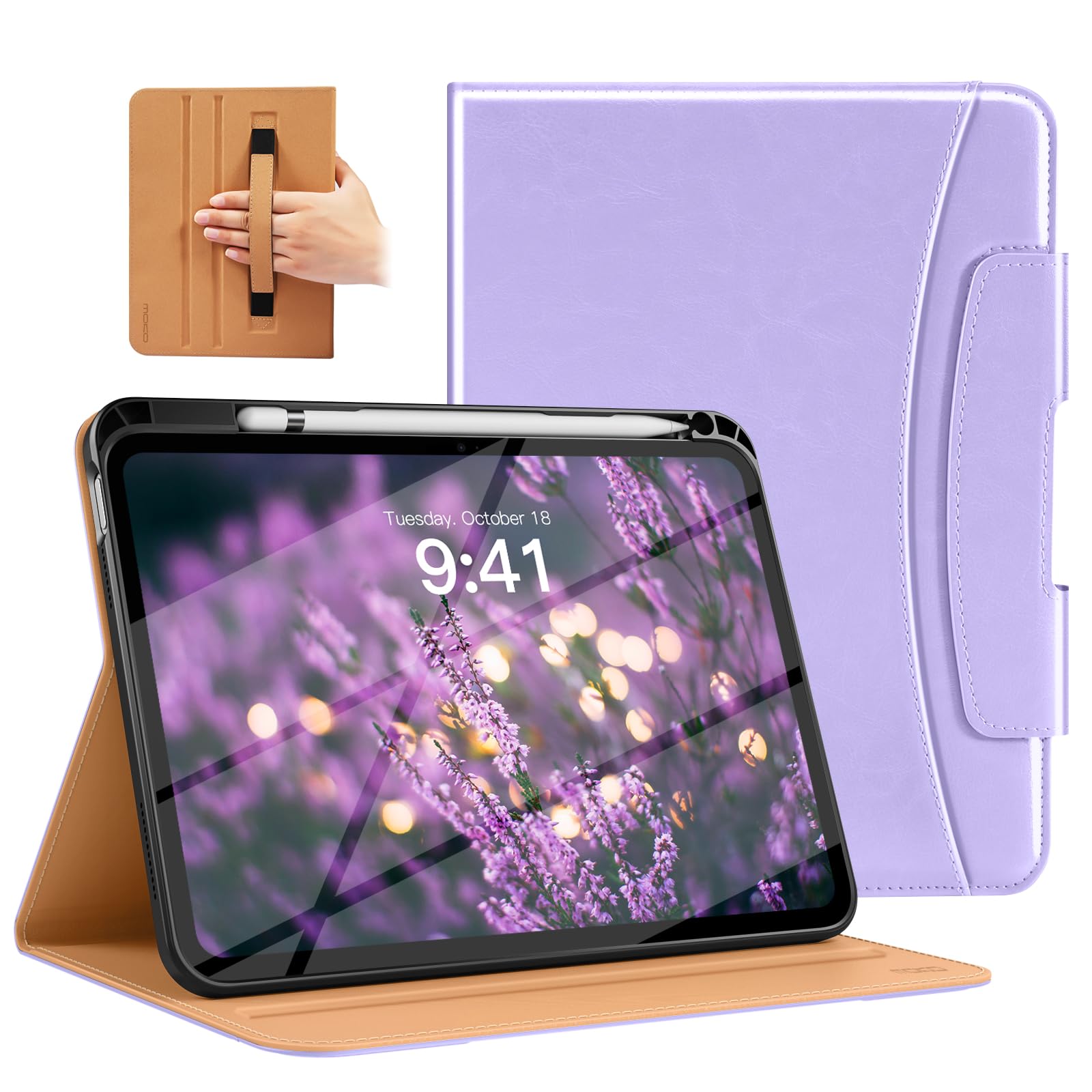 Étui iPad 11e Génération Premium en Cuir Folio Violet avec Porte-Stylet - 8
