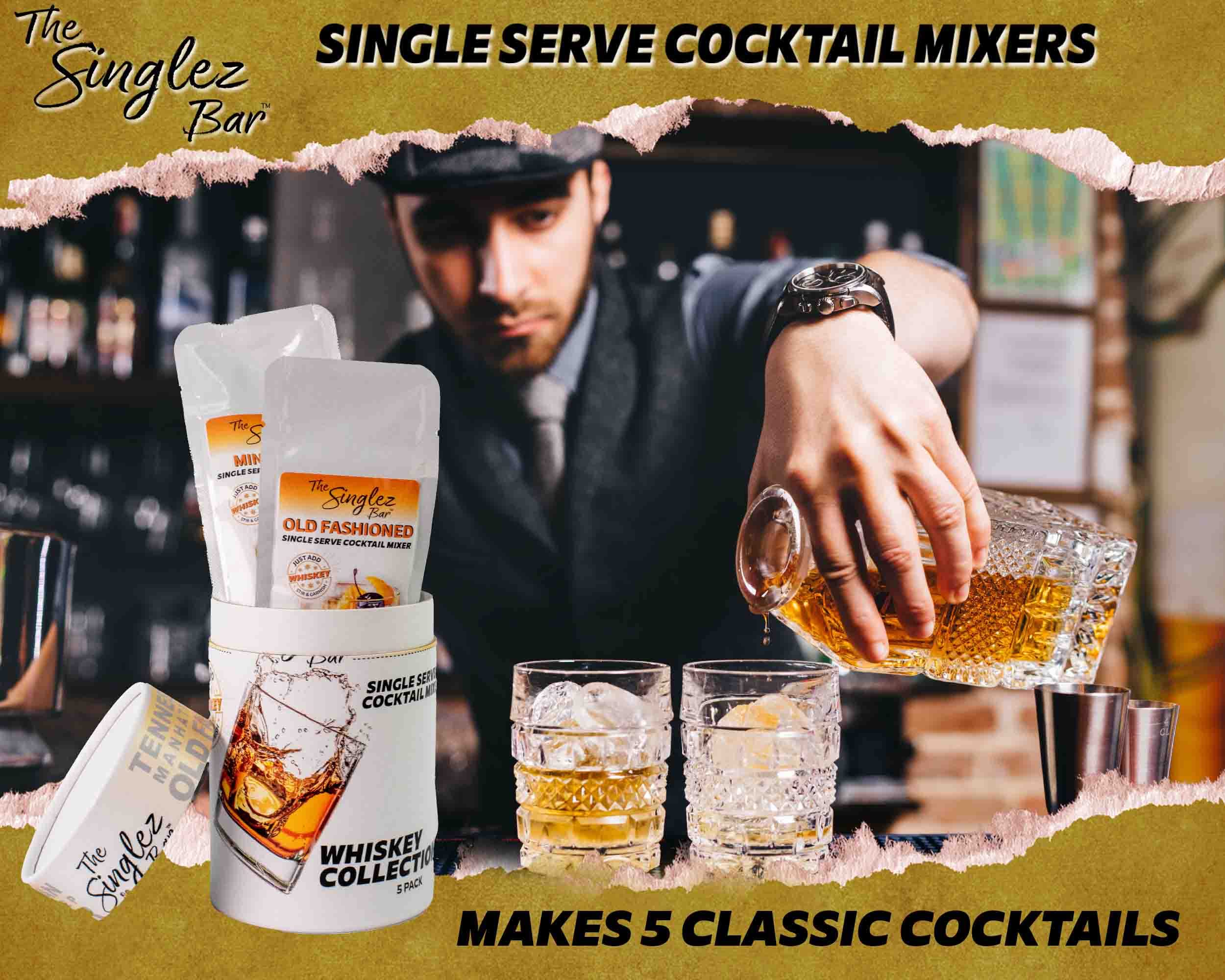 Whiskey Cocktail Drink Mixers, 5 Pack Variety for Craft Old Fashioneds & More : Grocery & Gourmet Food