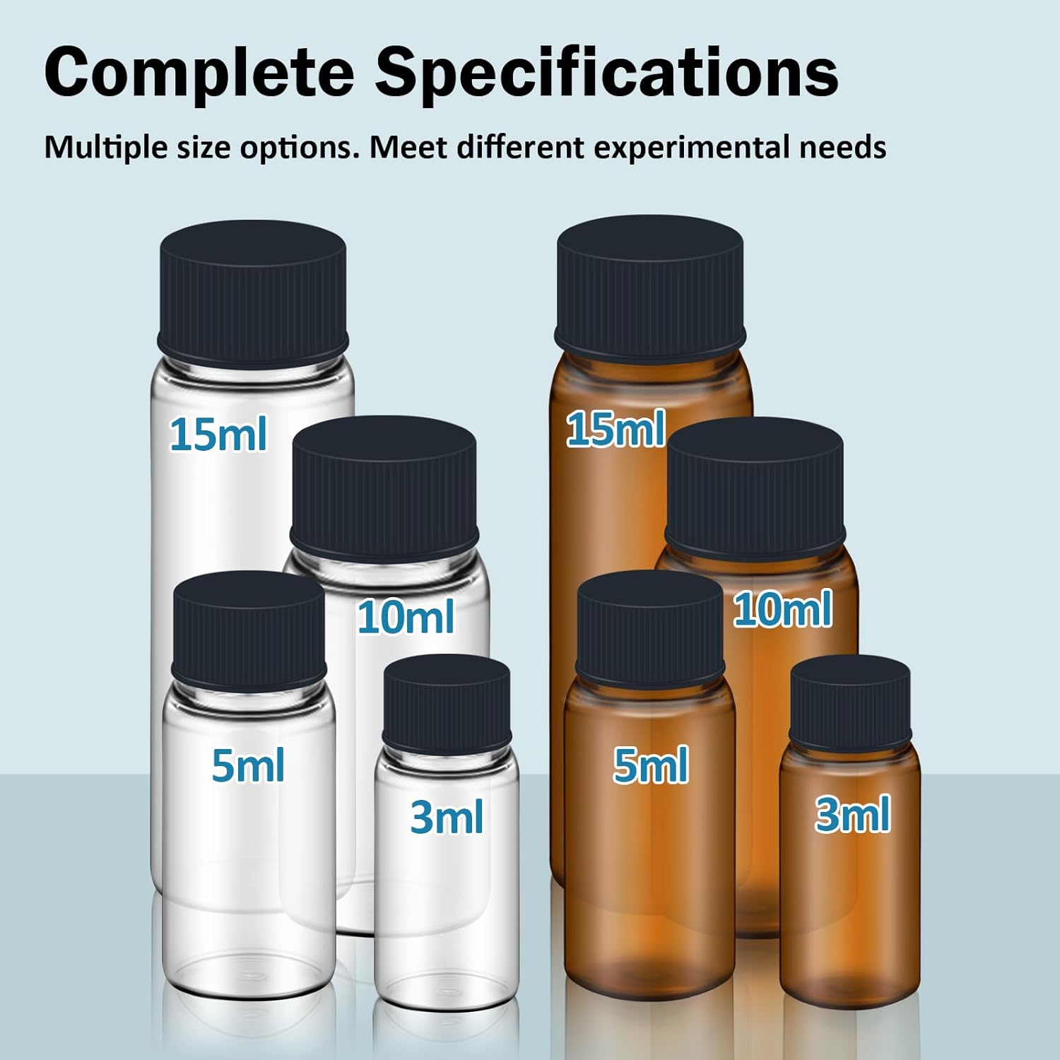 100Pcs 0.2Oz/5ml Clear Glass Vials with Screw Cap, Glass Sample Vial with PE Stopper, Leak-Proof Small Glass Bottles Jars Containers Essential Oil Bottles for Storage Liquid, Pills and Lab Use