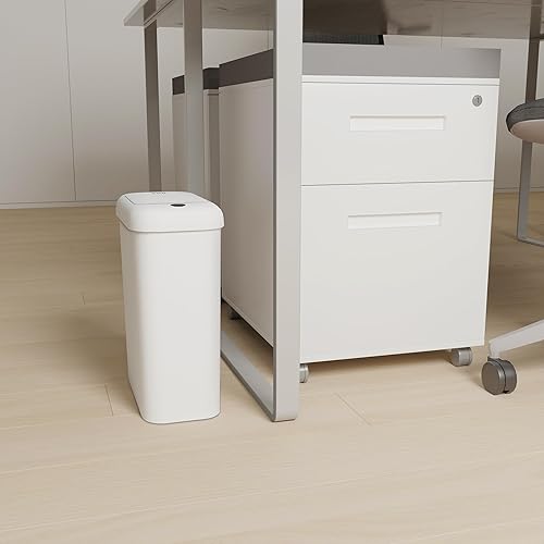 Miniatura 7 de EKO Basurero automático de baño con tapa, cubo de basura delgado sin contacto de 2.6 galones, contenedor de basura impermeable con sensor de