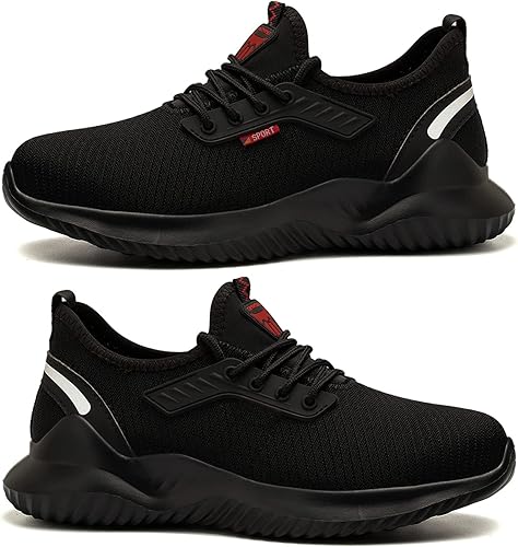 Miniatura 5 de Kezhiho Zapatos de trabajo con punta de acero para hombre, ligeros, cómodos, antideslizantes, a prueba de pinchazos, zapatos de seguridad,