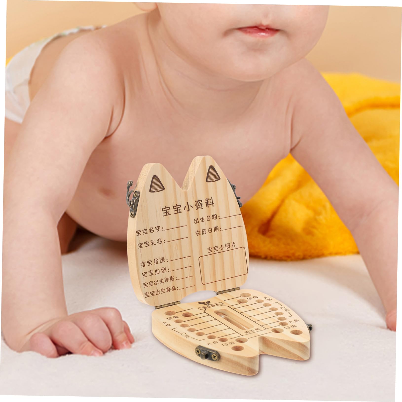 SUPVOX Fetal Hair Box Boys and Girls Tooth Holder Wooden Baby Tooth Box Boys and Girls Souvenir Organizer Tooth Collection Organizer for Boys Girls