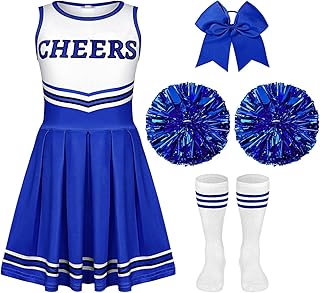 Girls Cheerleader Costume Outfit Set Fancy Dress for Halloween Party Birthday - Buy now
