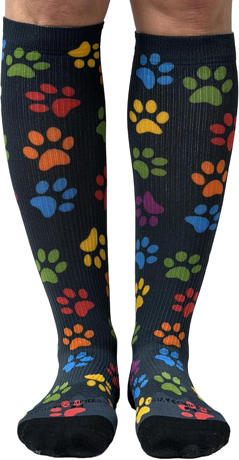 Crazy Compression Socks, Comfortable Support Socks for Recovery, Travel, Hiking, and Long-Hour Comfort w/Fun Designs