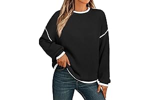 Women's Oversized Color Block Crewneck Pullover