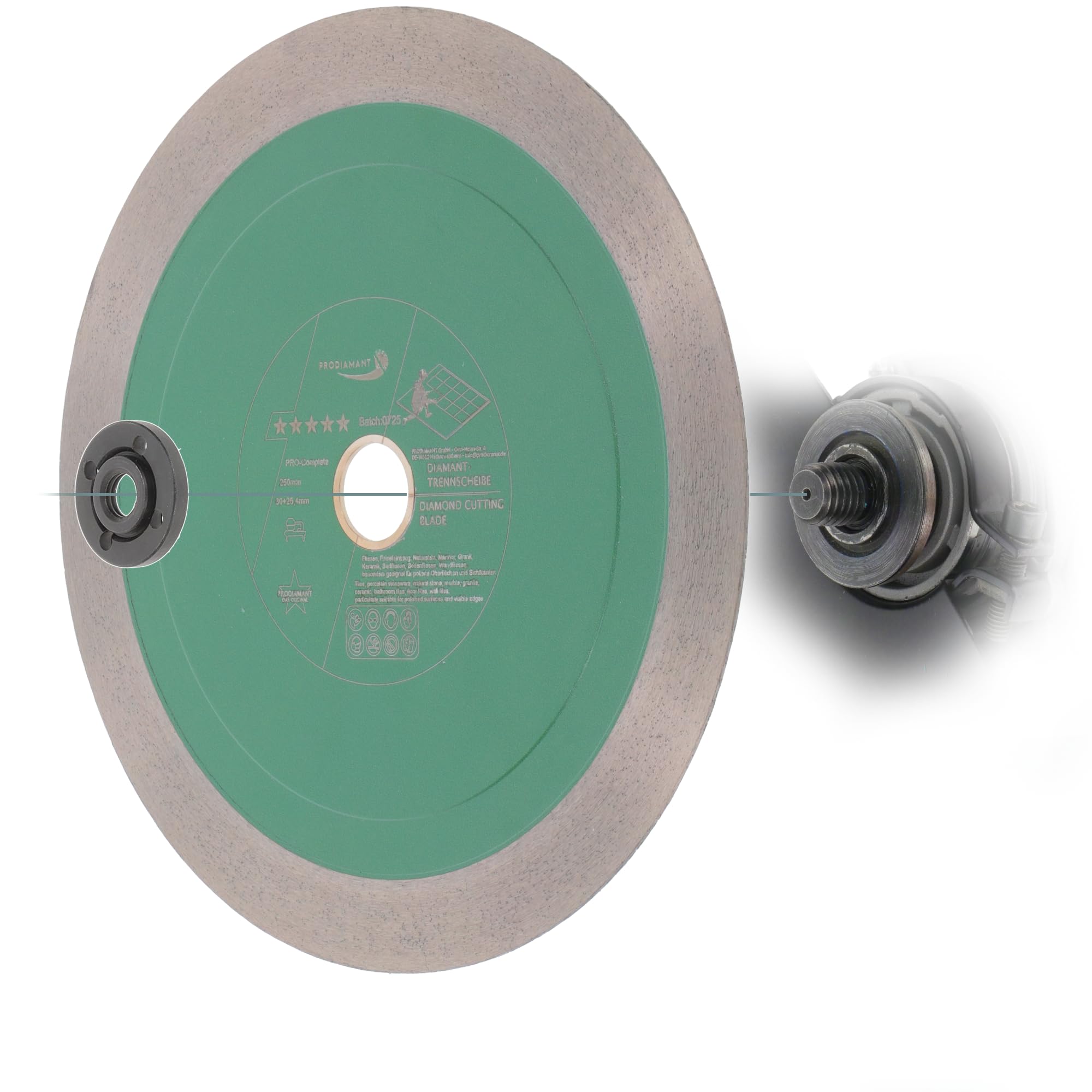 PRODIAMANT PRO-Complete Disco de corte diamantado 250mm x 30/25,4 mm - segmento sándwich 25 mm, para azulejos, gres porcelánico, cerámica y piedra natural