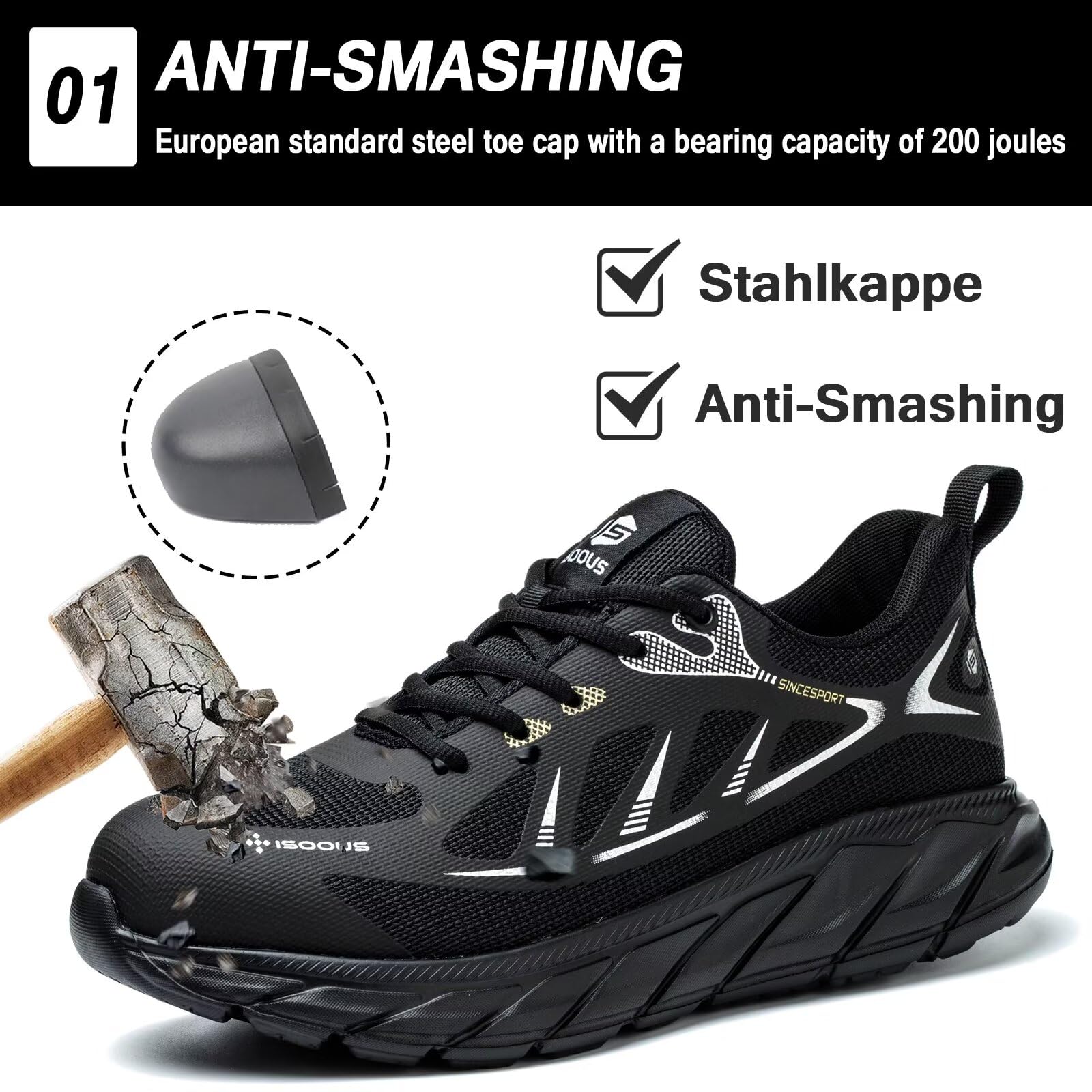 Scarpe Antinfortunistiche Uomo Scarpe da Lavoro Donna Leggere Scarpe Sicurezza con Punta in Acciaio Traspiranti