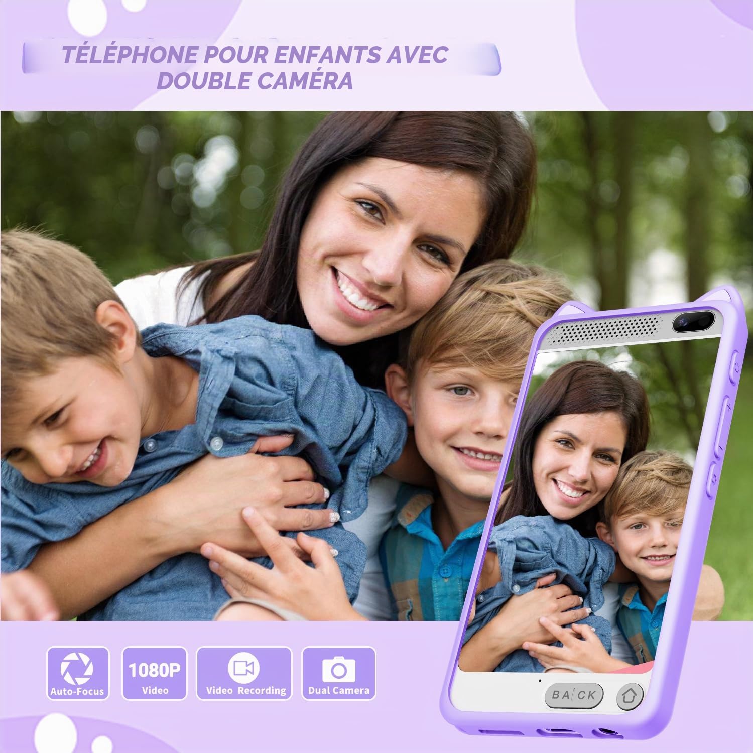 Téléphone pour Enfant,3,97 "Tactile Toddler Smartphone Jouets d’Apprentissage, Faux téléphone Jouet avec Jeux éducatifs Lecteur de Musique, Cadeaux d’Anniversaire de Noël pour l’âge 3-12, Carte SD 8G