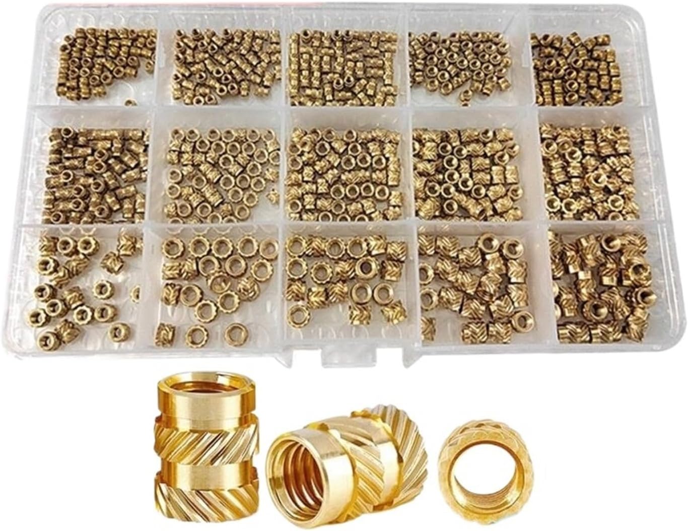 M2 M2.5 M3 M4 M5 M6 Heat Set Threaded Insert Brass Nut Hot Melt Knurled Inserts Double Twill Embedment Copper Assortment Kit (Color : M4 (400PCS), Size : A)