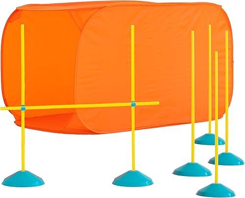 Juego para principiantes de agilidad Zip Zoom para perros de interior con túnel postes para zigzaguear obstáculos de salto de altura por Outward