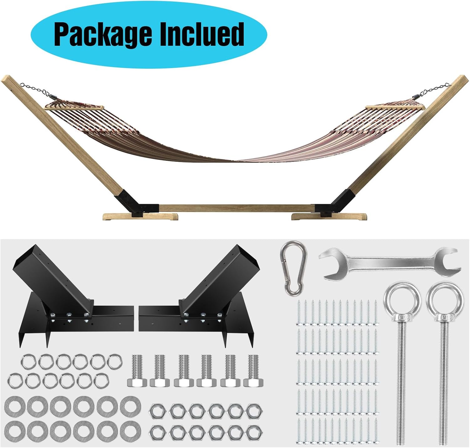 Hammock Stand Bracket, Heavy Duty DIY Hammock Bracket Kits Fit for 4" x 4" (Actual 3.5" x 3.5") Lumber /Wood Posts, 500 LBS Capacity, Black Powder Coated-2PACK