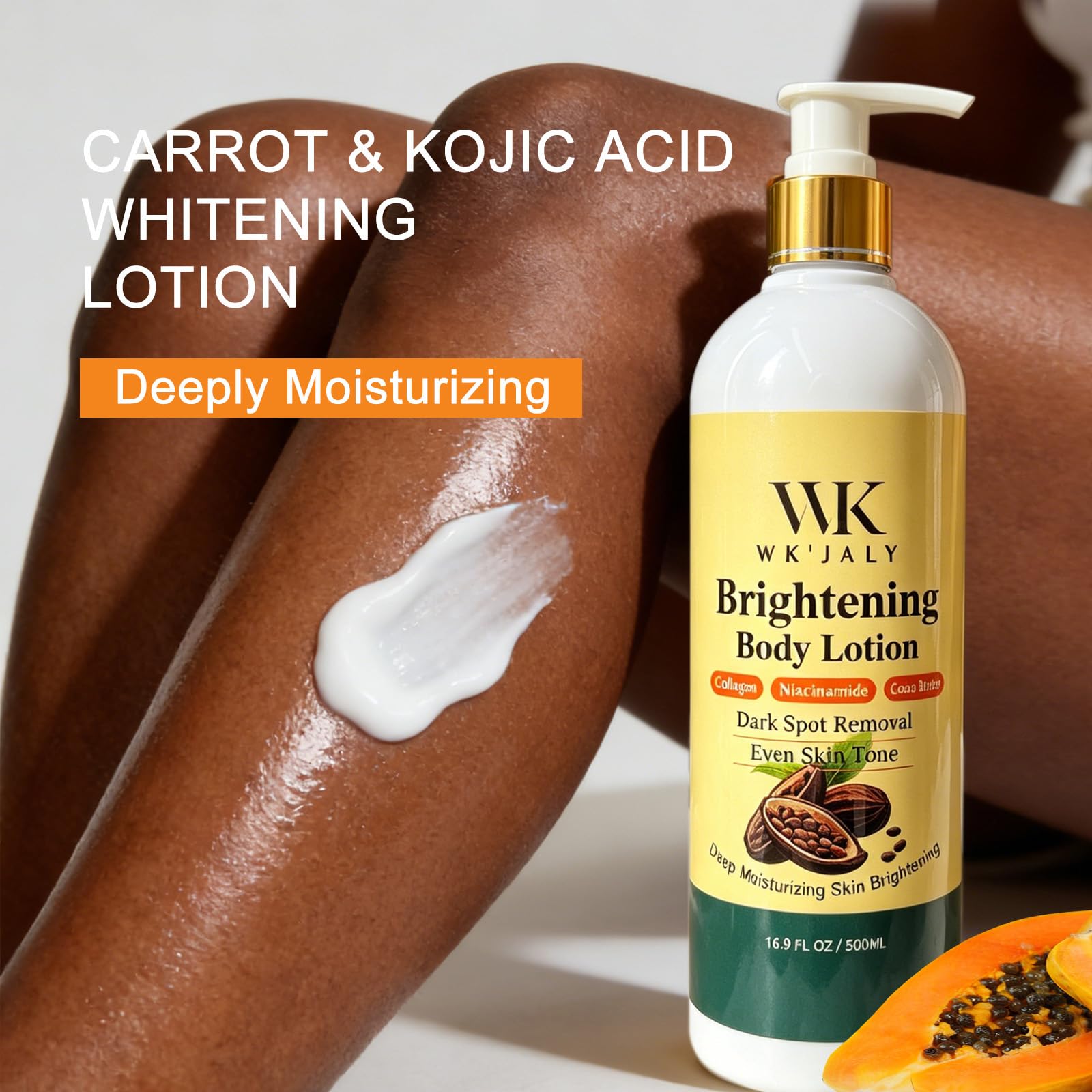 WK JALY Collagen Whitening Body Lotion and Serum, Remove Dark Spots, Melanin, Moisturizer, Smooth Skin, With Natural Papaya, Niacinamide